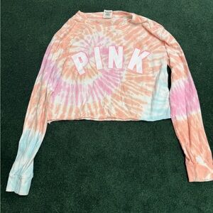 Pink Tie-Dye Long Sleeved cropped shirt